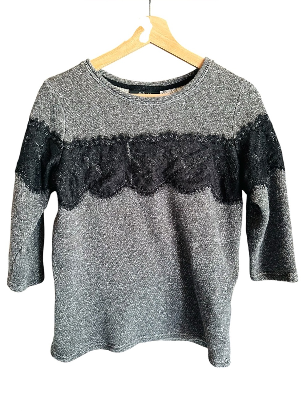 Style & Co. Gray Top with Lace S